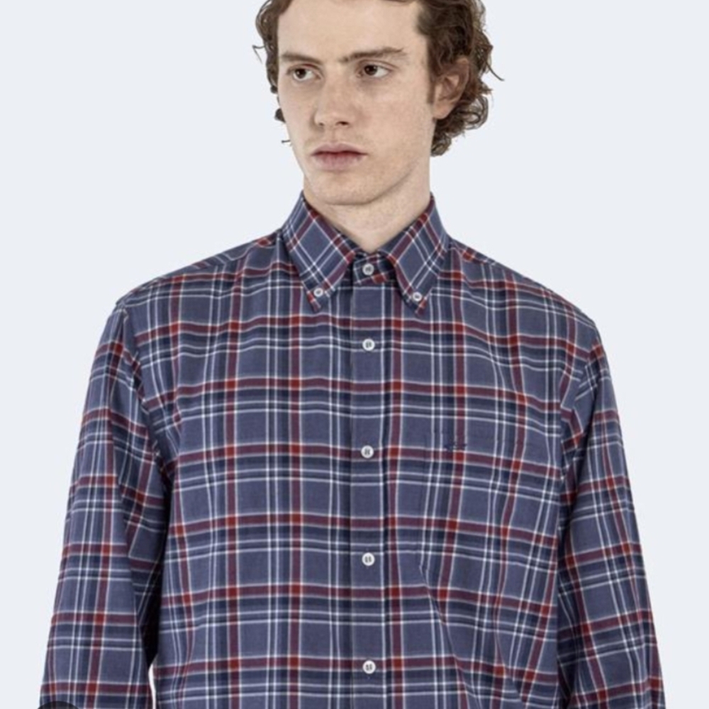 Paul & Shark Yachting Button Down Long Sleeve Shirt Size XL/44 Blue Red Great!
